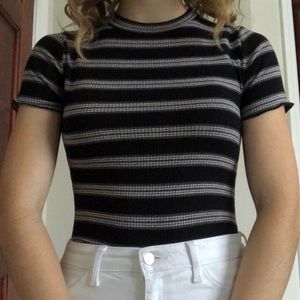 striped high neck shirt